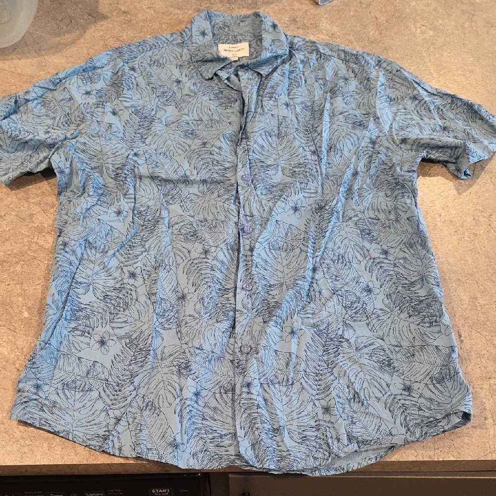 (J37) Peter Werth Blue Casual Button Down Shirt Sz L